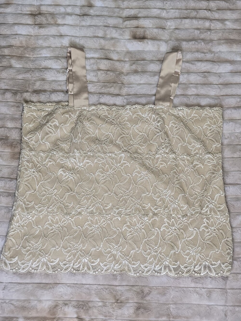 Coldwater Creek Champagne Gold Floral Lace Layering Camisole Tank Top Size 1X